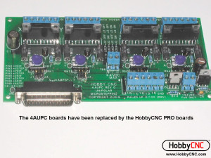 HobbyCNC 4AUPC 4-Axis board. Replaced by HobbyCNC PRO Stepper Motor Controller board for DIY CNC Router, DIY CNC Mill, DIY CNC Lathe, Homemade CNC, DIY CNC Router electronics, DIY CNC Mill electronics, DIY CNC Lathe electronics