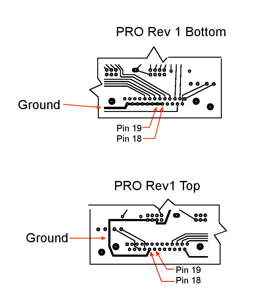 PRO Rev 1 pins 18 and 19