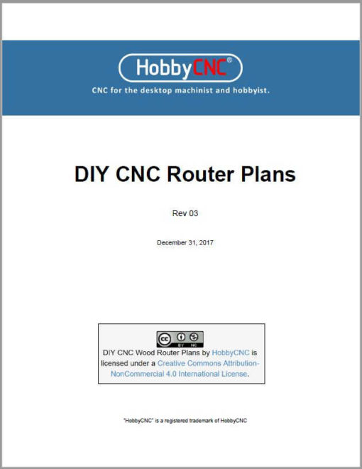 HobbyCNC DIY CNC Router Plans Rev 03 cover page
