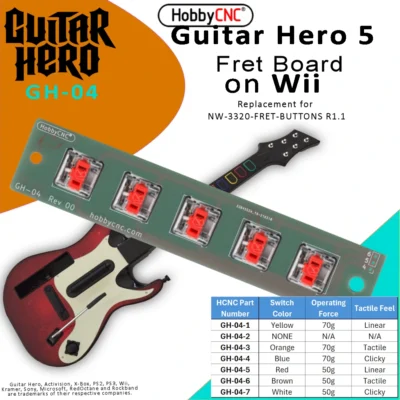 HobbyCNC Replacement fret board for Guitar Hero 5 on Wii