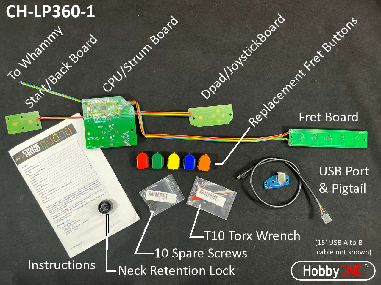 Clone Hero Upgrade Kit for Les Paul Xbox guitar.