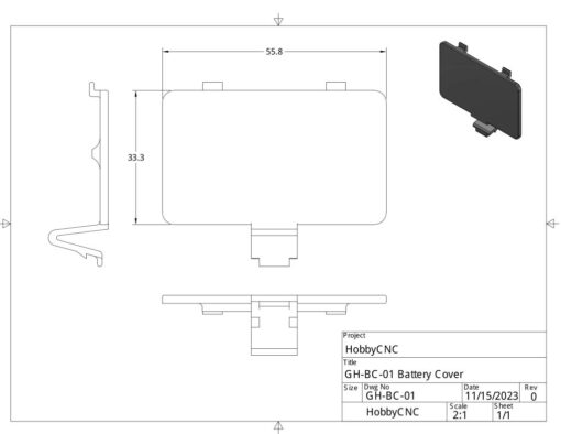 Replacement 3D printed battery cover for Guitar Hero Guitars. Black. Please check the drawing first to be sure it will fit your guitar.