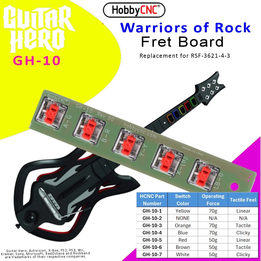 HobbyCNC Replacement Fret Board for Warriors of Rock Guitar.